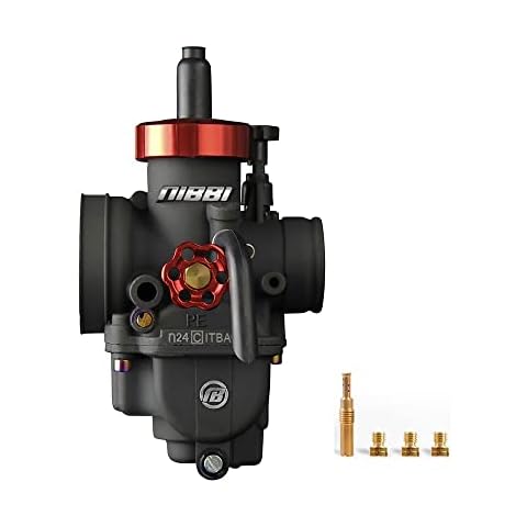 NIBBI Racing Performance Motorcycle Carburetor 24mm 100CC 125CC Carburetor PE24mm With Carburetor Jets Fit YAMAHA KAWASAKI SUZUKI Apollo Dirt Bike Mini Bike SSR TTR KYMCO SYM TAOTAO GY6 Scooter Moped Cover