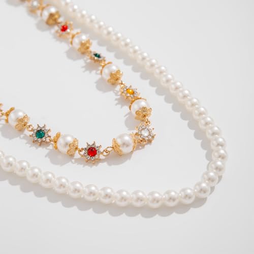 Fashionable Pearls and Floral Chain Belt Pants Chain for Women Men Elegant Design Enhances Outfit Versatility and Charm, 47cm/ 57cm, Metal, Imitation Pearls, Rhinestones, No Gemstone4