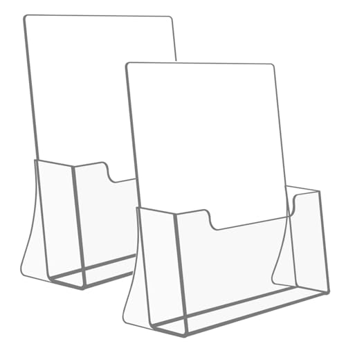 Rarapop Porte-brochure en acrylique transparent - Lot de 2 supports acrylique A4 autonomes - Pour menus, magazines, pamphlets, dépliants et revues sur...