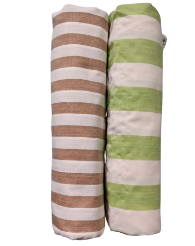Image of Arvore Bunkaar The Handloom Story 100% Organic Desi Cotton Soft Bhagalpuri Chadar /Summer Blanket /Khes /Top Sheet /AC Blanket (Striped, Green & Brown, 2, Bhagalpuri Chadar)