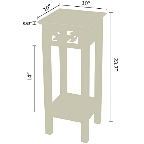 eHemco Plant Decorating Stand End Table Side Table with Storage Shelf, 10 by 10 by 23.7 Inches, White