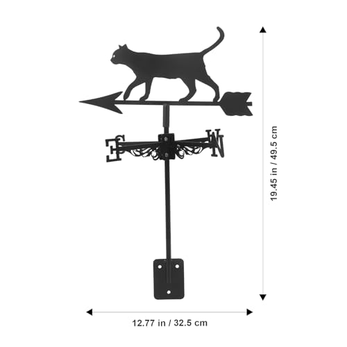 Veleta de viento de gato resistente en acero negro para jardín 6