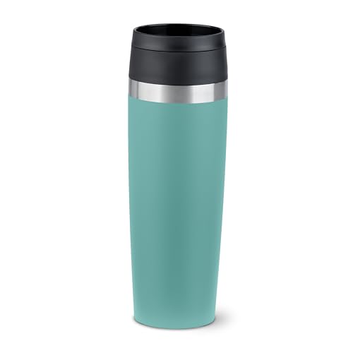 Emsa N2023850 Travel Mug Classic 0,5 Liter, neuer Komfort-Schraubverschluss, Pulverbeschichtung, Edelstahl, 6h heiß und 12h kalt, 100% dicht, 360°-Trinköffnung, Edelstahl, petrol