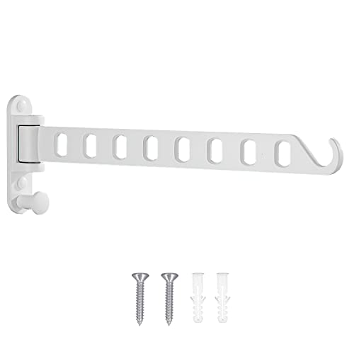 Lxoraziy Wall Mounted Clothes Hanger, Foldable Wall Clothes Airer, 180° Swivel Hanger, Wall Hook with Screw, for Laundry, Bathroom, Utility Room, Bedroom
