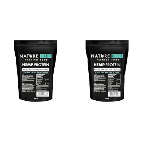 Nature Diet Proteína de Cáñamo, 500 g, Proteína Vegetal en Polvo, Rica en Fibra, Vegana, Sin Gluten & Sin Lactosa, Ideal para Batidos, Smoothies & Repostería (Paquete de 2)