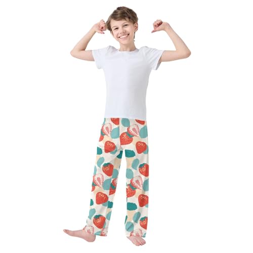 ZZKKO Cartoon Strawberries Boys Pants for Kids Jogger Pants with Pockets S-XL2