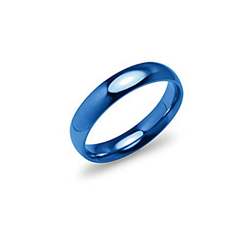 Silverline Jewelry High Polish 4mm Comfort Fit Wedding Band Ring Stainless Steel Blue Tone Size 11