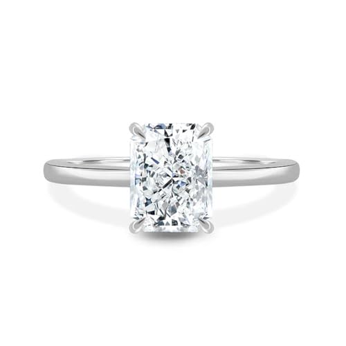10K 14K 18K Solid Gold Moissanite Engagement Ring for Women, 1-3 Carat Radiant Cut Moissanite Wedding Ring Solitaire Band Engraved Name Jewelry Gift for Anniversary Valentine's Day3