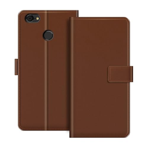 ESACMOT Funda de Cartera de Cuero Compatible con ZTE Blade A6 Lite Funda Tipo Libro con Tarjetero y Soporte, Cierre Magnético, Estilo Folio Resistente a (Marrón)