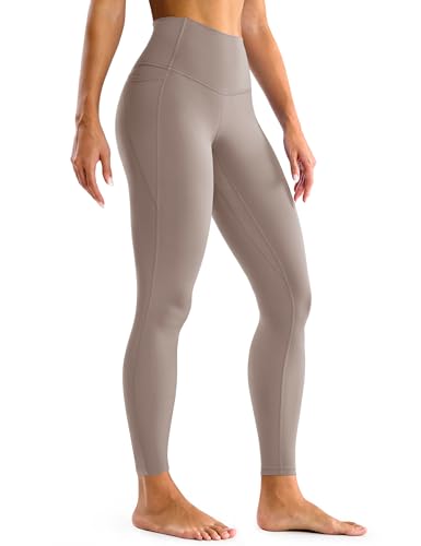 BAYDI Clouduxi Workout Leggings with Pockets for Women - 25 High Waisted Tummy Control Gym Yoga Pants Pale Khaki