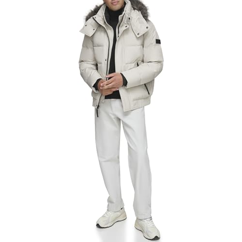 Image of Andrew Marc Men's Short Quilted Inner Bib Attached Umbra Down Bomber With Hybrid Down Fill