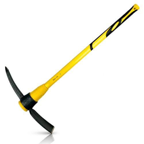 Xforst Spitzhacke groß Kreuzhacke 93 cm | 3 6 kg Profi-Spitzhacke mit Fiberglasstiel Hackseite & Spitze für steinige Böden Garten Landschaftsbau & Baustelle PF36