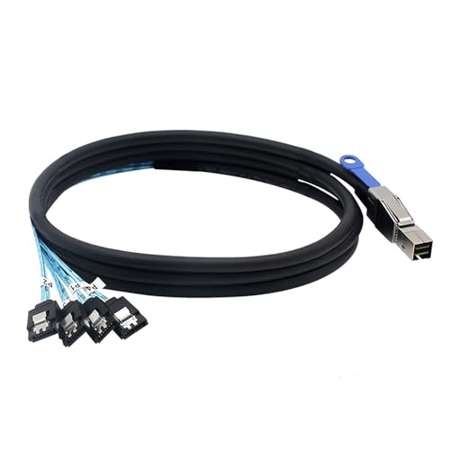 Cable servidor datos M1ni S/A/S HD 0.5 m SFF-8644 a 4 SATA 7P miniatura 5