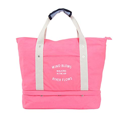 QIWANG Sac de Sport de Sport avec Chaussures de Poche humides Sac de Voyage à Compartiments Sac à Bagages pour Hommes Femmes(Rose) Cover