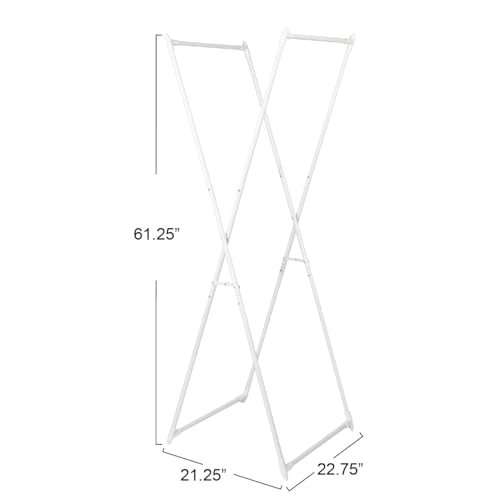 Image of Household Essentials Valet Folding Clothes Rack, Strong Metal X-Frame, Chic Design, Great for Guest and Dressing Rooms, Portable and Easy to Use, Folds Flat, White