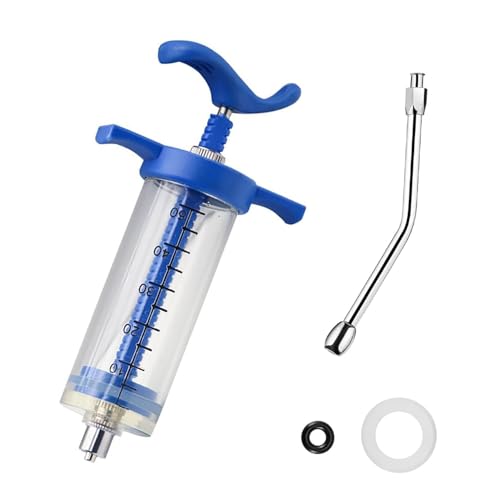 JINJUMEI 1Pcs Reusable Goats Syringe, Goats Feed water filler, Reusable, Drench Nozzle, for Bird, Cattle, Sheep, Goats, Horse, Pig, Dog Supplies, Pet Water Filler Tool (M-50ML)