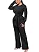 EDITCOZY Women Plus Size 2 Piece Sets Sexy Long Sleeve Self Tie Top Wide Leg Pants Outfits Casual Sweatsuits 4XL
