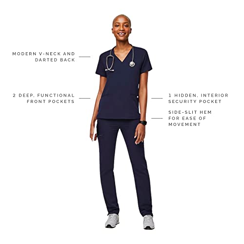 Figs Casma Three-Pocket Scrub Top For Women – Navy Blue, M #TOP1