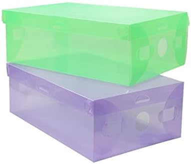 300pcs Transparent Shoebox with Lid Clear Plastic Clamshell Storage Boxes Bins Boots High Heels Shoes Boxes Home Organizer SN335 - (Color: Orange)