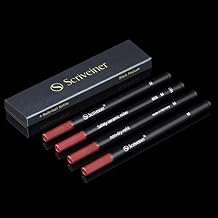 Scriveiner Rollerball Refill Black Medium - 4 Rollerball Refills Designed for Scriveiner Pens - Safety Ceramic Non Dry Roller Pen Refill M - Schmidt 888 Size Made in Germany