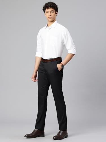 Image of Majestic Man Men's Slim Fit Solid Formal Trousers | Button and Zip | Side, Back Pockets | Italian Design | Office Wear /Executive Wear /Corporate Events /Business Meetings /Suit Pants