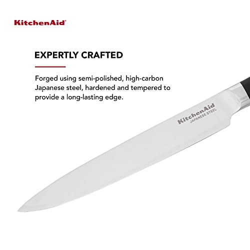 KitchenAid Faca de fatiar rebite triplo forjada Gourmet com tampa de lâmina de ajuste personalizado,