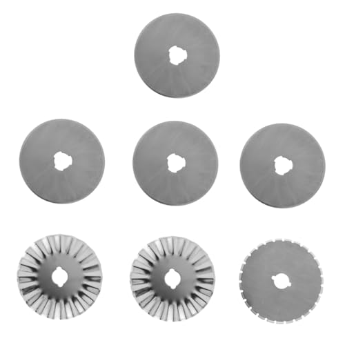 7 Pcs Rotary Cutter Replacement Blades with Storage Case Straight Dashed Wavy Style for Fabric Leather Paper Crafts Durable Cutting Wheel Blades for Home Office Use