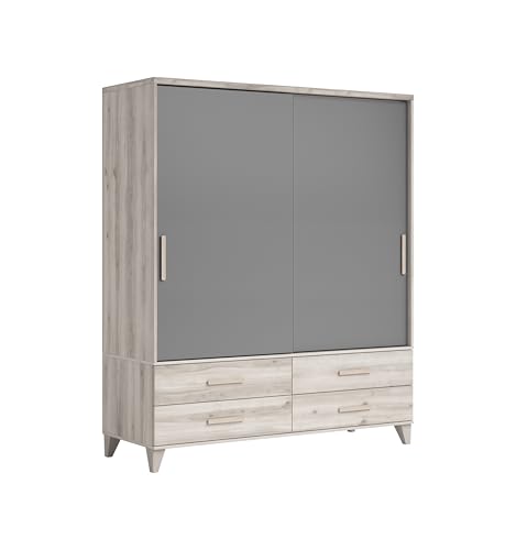 AVANTI TRENDSTORE - Maniace - Armadio in legno laminato con ante scorrevoli, all'interno ripiani e appendiabiti. Disponibile in diversi colori. Dimensioni LAP 171x200x57cm