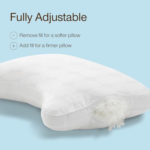 Image of Coop Home Goods Essence Cooling Crescent Down Alternative Pillow Set of 2, Queen Size Adjustable Cooling Pillow for Back & Side Sleepers, Cool-Touch Luxury Hotel Pillow, Oeko-TEX Certified