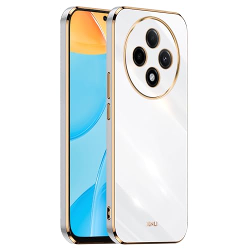 HONLEN Funda para OPPO Reno12 F 5G / OPPO Reno12 FS 5G / OPPO Reno 12 F 4G / OPPO Reno 12 FS 4G (6.67" Inches), Carcasa de TPU de Silicona Suave, Diseño de Marco de Galvanoplastia - Blanco