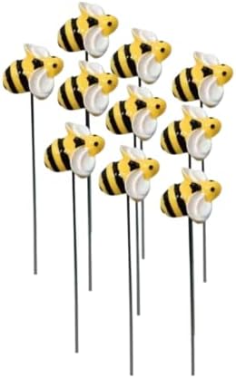 10Pcs Bee Garden Stakes Decorative Metal Yard Art Decoration, Bee Garden Decoration for Spring Summer Resin Bumblebee Garden Stakes Outdoor Lawn Patio Plant Potting, Flower Bed