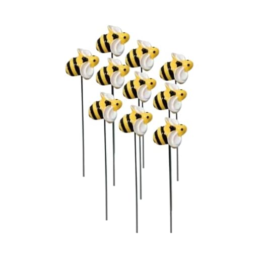 20Pcs Bee Garden Stakes Decorative Metal Yard Art Decoration, Bee Garden Decoration for Spring Summer Resin Bumblebee Garden Stakes Outdoor Lawn Patio Plant Potting, Flower Bed (20Pcs)