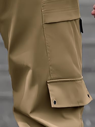 Men's Lightweight Casual Pants with Spring and Autumn Elastic Waistband, Multiple Pockets, Loose Straight Leg Pants3