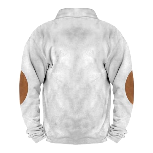 Mens Long Sleeve Sweatshirts Corduroy Elbow Patches Shirt Lapel Collar Pullover Fall Western Tops2