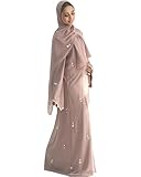Floral Embroidered Abaya for Women Modest Muslim Open Front Robe with Scalloped Bell Sleeves Islamic Cardigan with Hijab