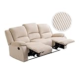 canapé fixe 3 places tissu gris Inclinaison réglable LOUNGITUDE RELAXXO - Canapé de Relaxation Manuel 3 Places Leo en Velours côtelé