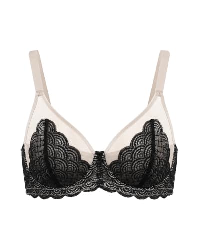 Image of HSIA Minimizer Bras for Women, Full Coverage Underwire Lace, Mermaid Scales