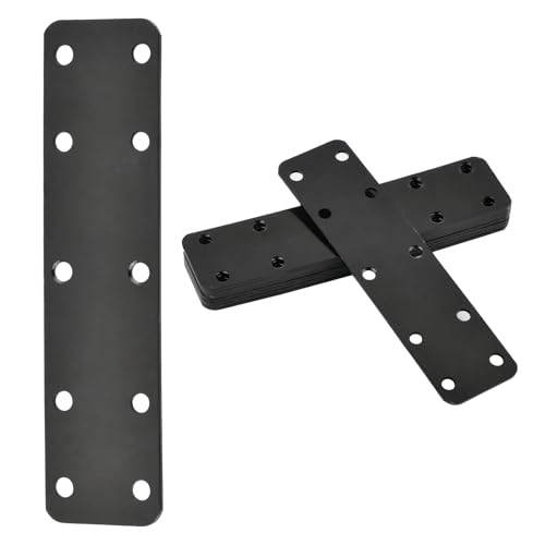 10 Piezas Placas de Unión Planas, 140 X 35 mm Pletinas Metalicas Planas, Pletinas de Acero, Placas Perforadas, Conectores Planos, Planchas Planas, Galvanizado, Negro