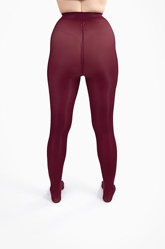 Image of Silky Toes Women's 60D Soft Opaque Tights 1 or 2 Pairs -Black White And Colored Stockings for Women (Burgundy, CN)