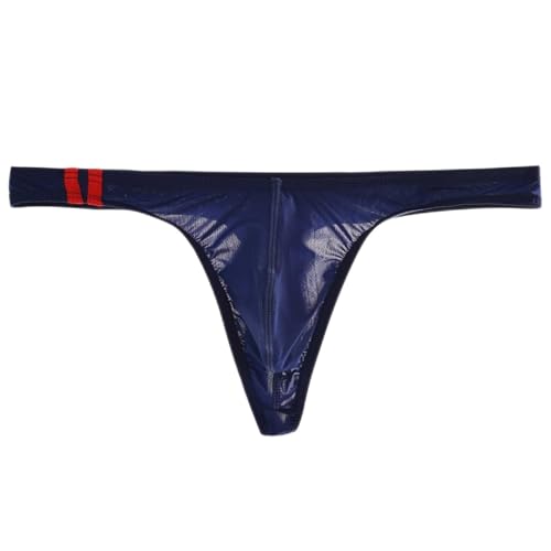 Ropa interior para hombre Nylon Ropa interior para hombre de seda de hielo sólida con varillas finas y cintura baja en forma de T Calzoncillos para hombre 6, azul oscuro, XL