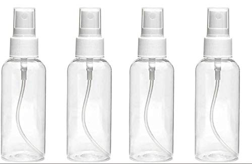 Botellas de pulverización, 2 onzas/60 ml o 3.3 onzas/100 ml, juego de mini botellas de viaje, pequeños recipientes recargables, Transparent, 4x 60ml