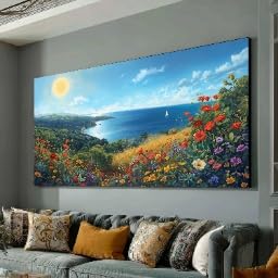 Tableau sur toile prairie de fleurs sauvages pour illuminer un mur sombre