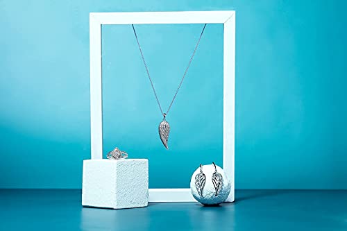Jewelili Angel Wing Necklace Pendant In Sterling Silver With 1/10 Cttw Natural White Diamonds And 18 Inch Rolo Chain #TOP5