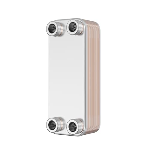 Wiltec Wärmetauscher 20 Platten, max. 115 kW, 12 m³/h 1,00 l je Durchgang, Plattenwärmetauscher aus Edelstahl als Wärmeüberträger