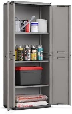 Solent Plastics Lightweight Tall Storage Cabinet - Garage, Shed, Warehouse, Utility Room, Workshops