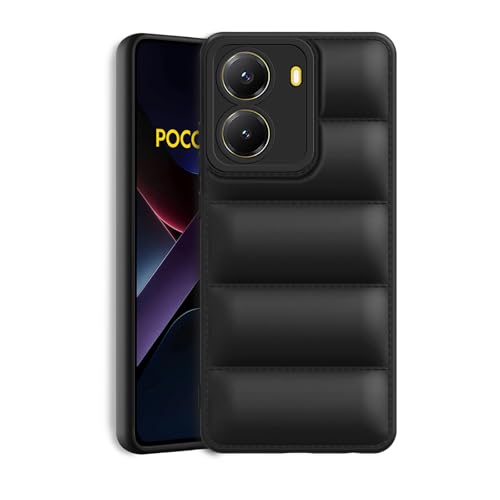 Image of Amazon Brand - Solimo Puffer Case Camera Protection Soft Back Cover for Poco X7 Pro 5G - Black