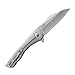 CRKT Jettison EDC Folding Pocket Knife: Utility Everyday Carry, Satin Modified Sheepsfoot Blade, Flipper Open, Frame Lock, Stonewashed Stainless Steel Handle, Deep Carry Pocket Clip 6130