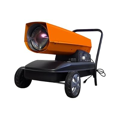 Portable Movable Torpedo Forced Air Heavy Duty 125000BTU Kerosene,Diesel Heater with Thermostat Control and Overheat Protection for Jobsite,Garage,Construction Site and Farm.