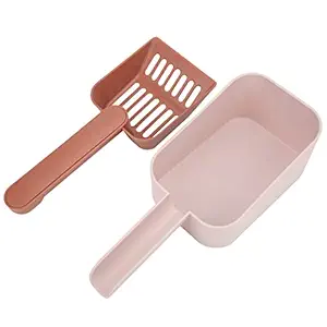 Plastic Cat Litter Shovel, Ergonomic Design Cat Litter Shovel Fits The Cat Litter Box for Cat for Cleaning (Pink - Boxed)