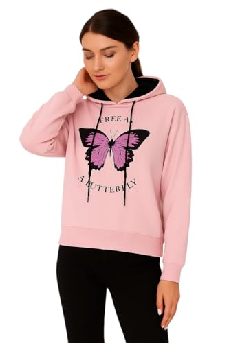 Image of Raves Womens Stylish Printed Hoodie | Trendy Cotton Fleece Hooded Sweatshirt for Women & Girls | Full Sleeve Winter Wear Pullover